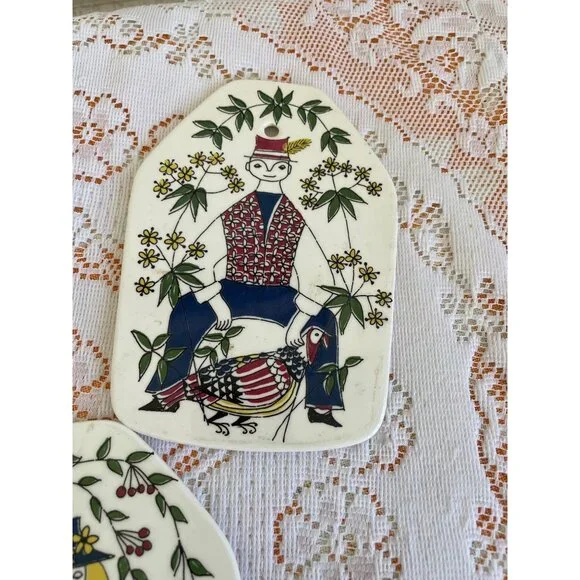 Vintage 1960s Set of 3 Wall Plates Turi Design Mons og Mille Figgjo FF Norway